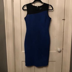 Blue and black shift dress